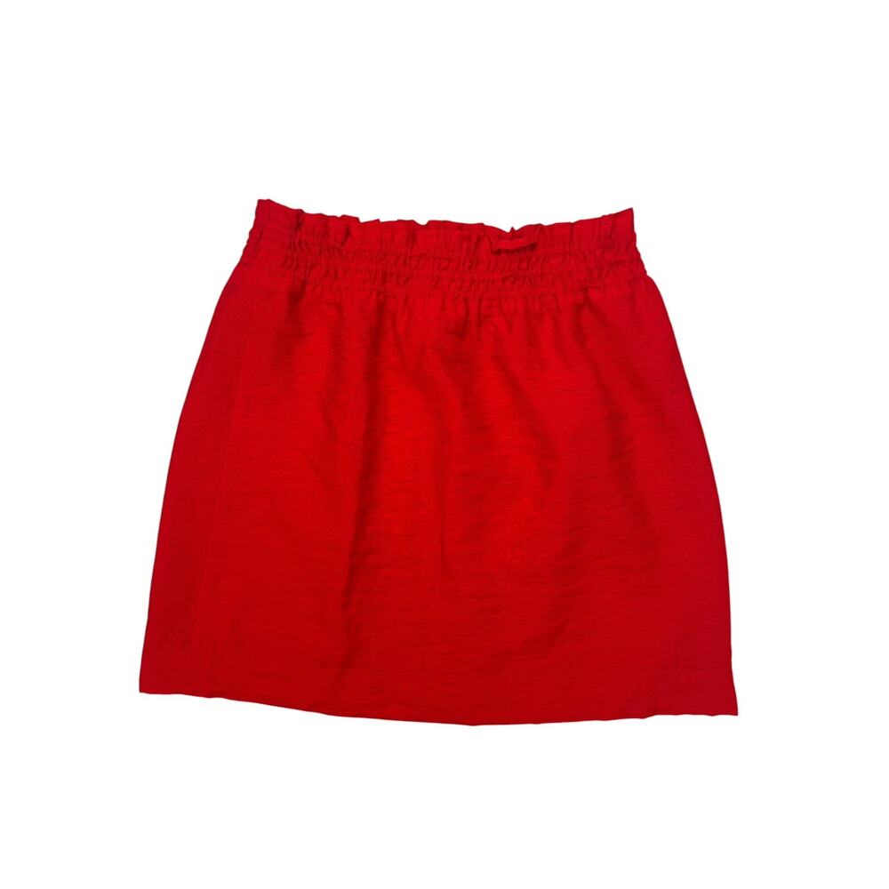 J.CREW Viscose Textured Lined Pull On Mini Skirt Fire Red Size 2 Elastic Waist